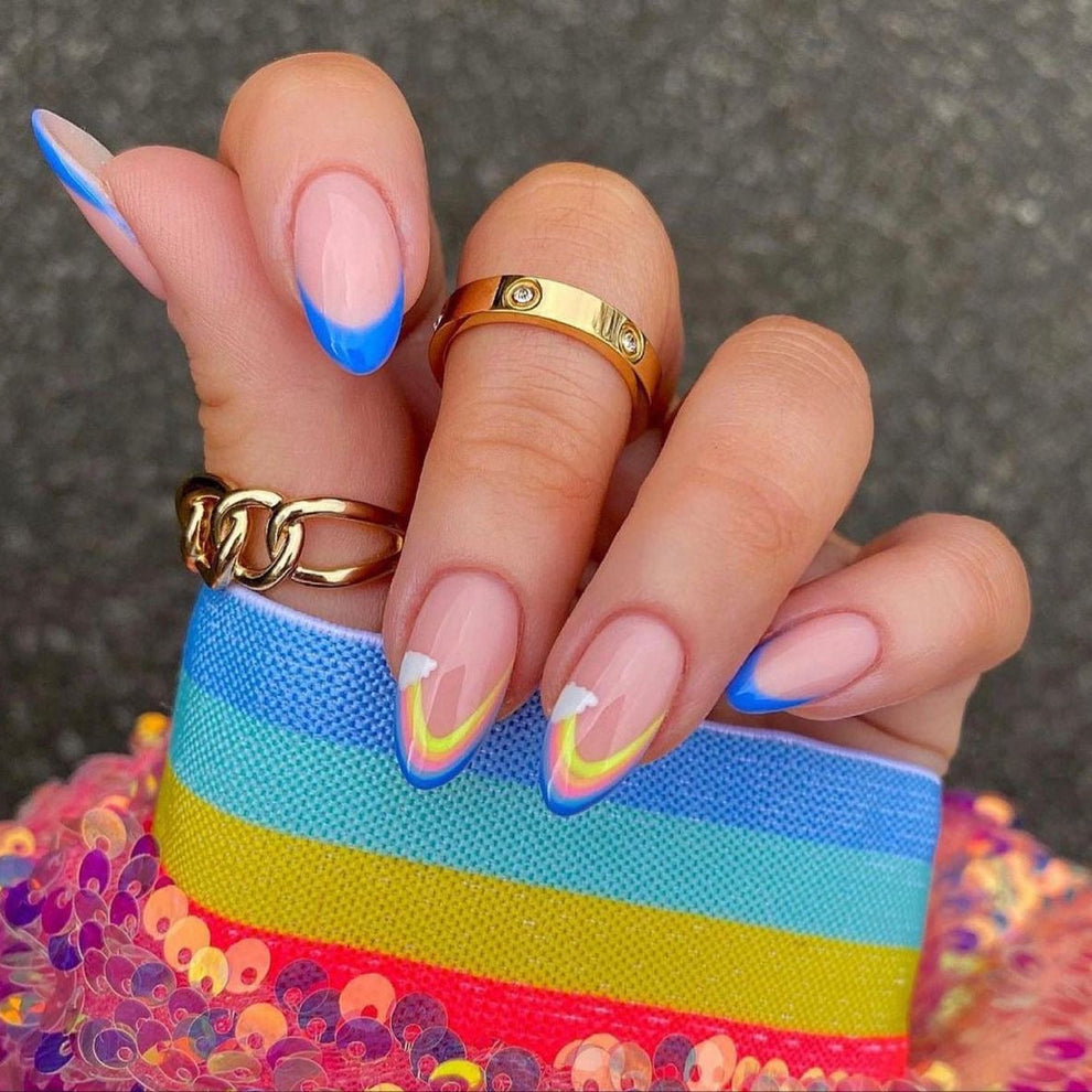 Blue rainbow nails
