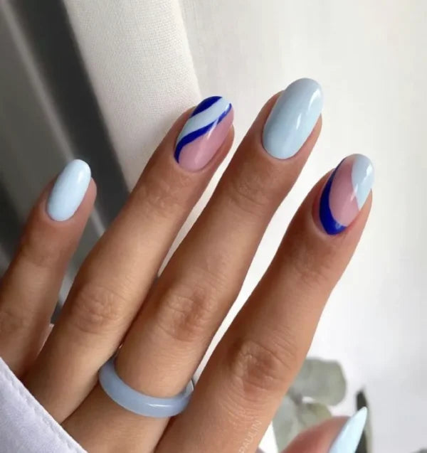 Blue swirl nails