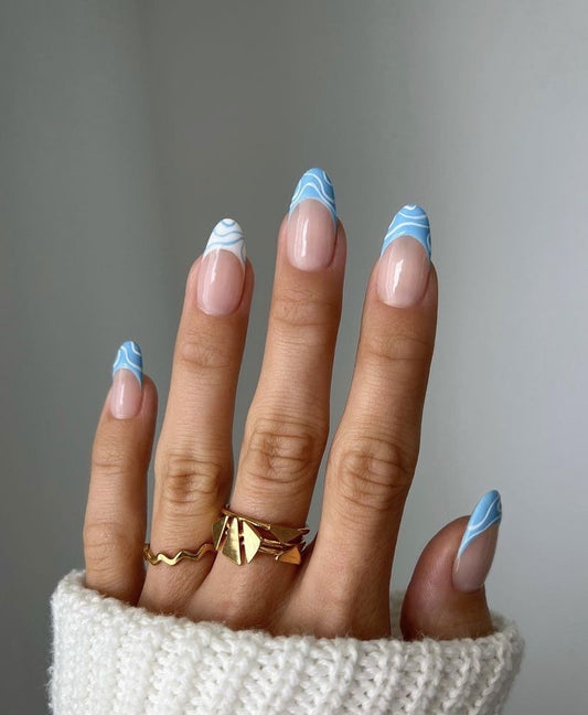 Blue tips with swirls