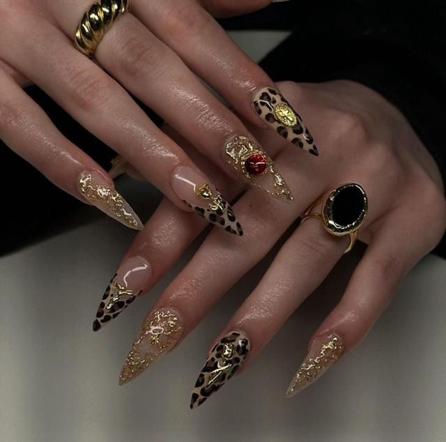 Brown cheetah print greek nails