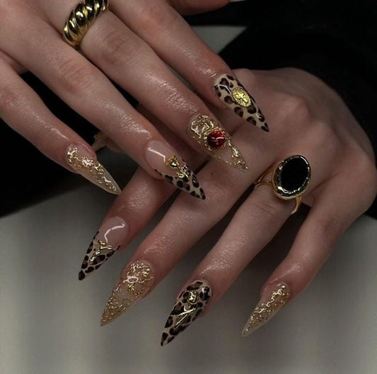 Brown cheetah print greek nails