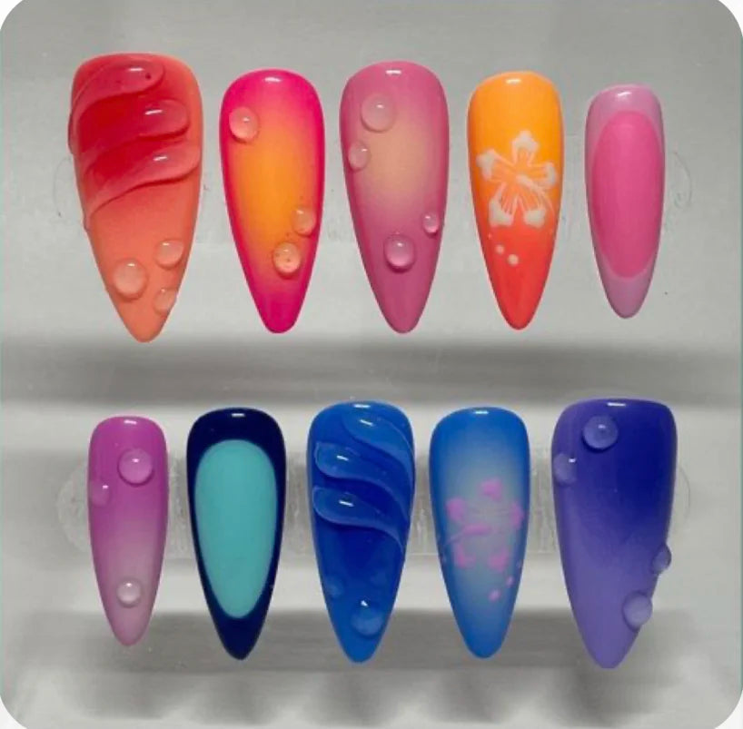 Colourful 3-d nails
