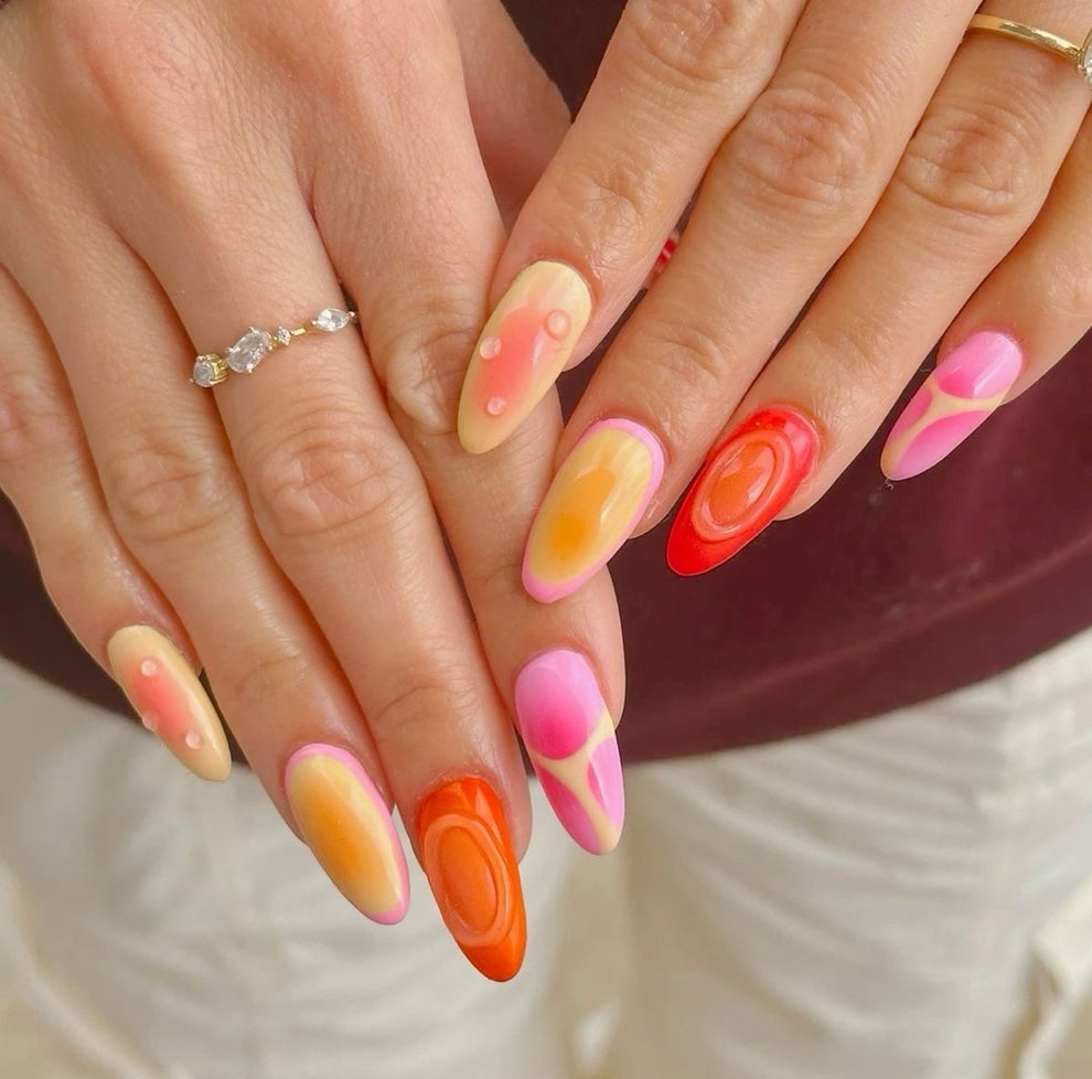 Colourful aura nails