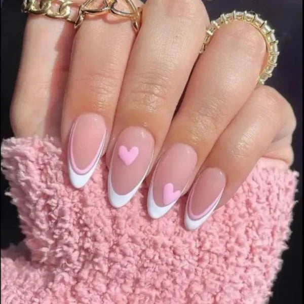 Doule frenchies with heart nails