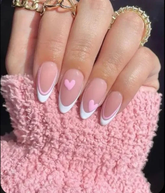 Doule frenchies with heart nails