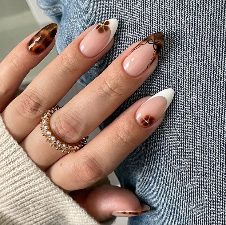 Printed french with flower nails