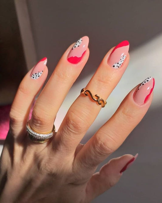 Pink polka dot nails