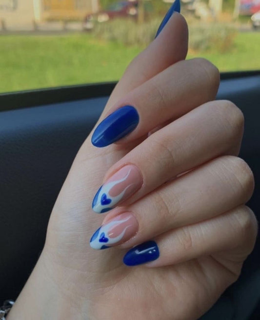 Electric blue +white hearts