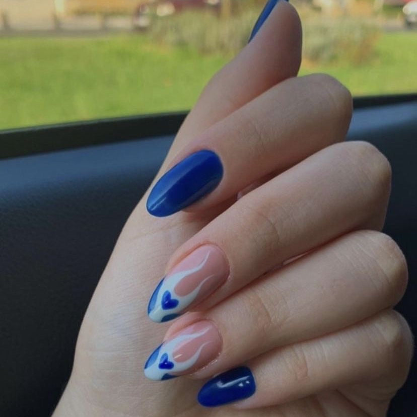 Electric blue +white hearts
