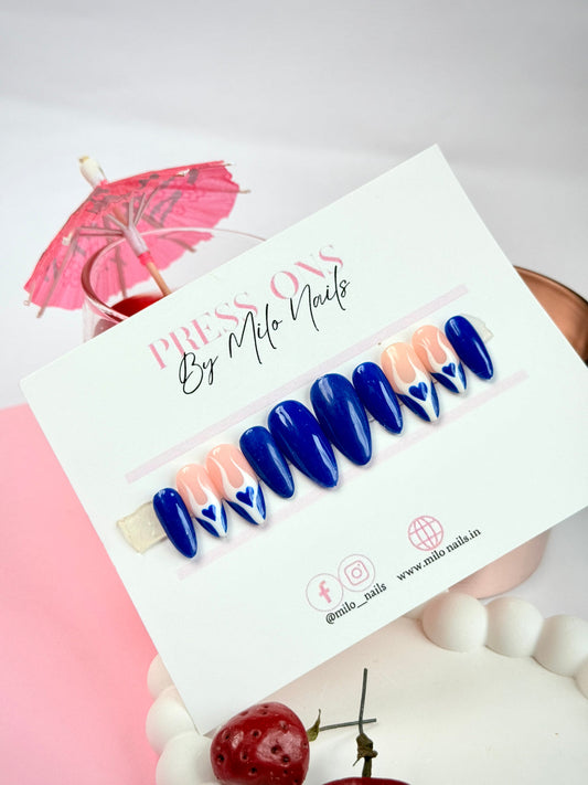 Electric blue +white hearts