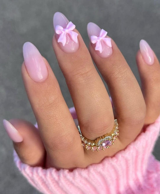 Pink bow nails