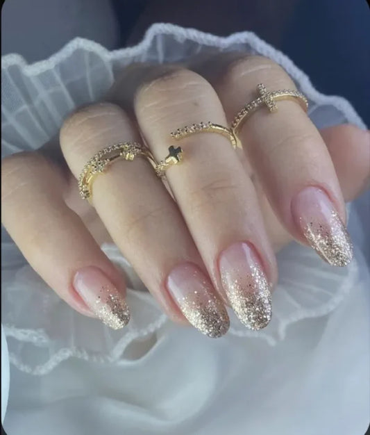 Golden glitter tips