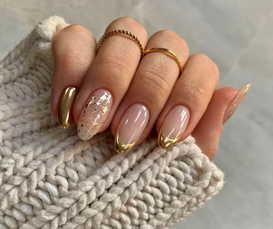 Golden metallic tips with foil