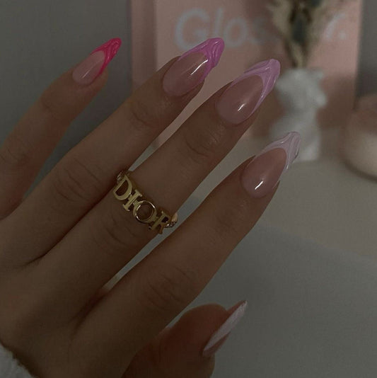 Gradient pink tips embossed