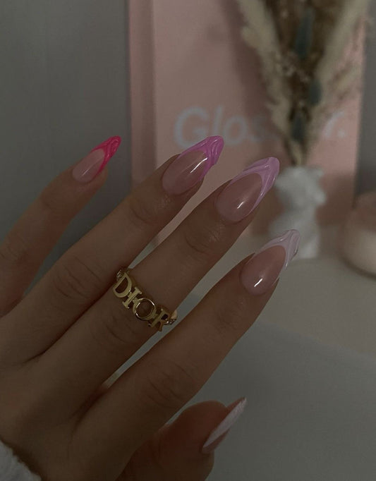 Gradient pink tips embossed