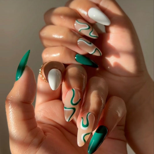 Green and white swirls