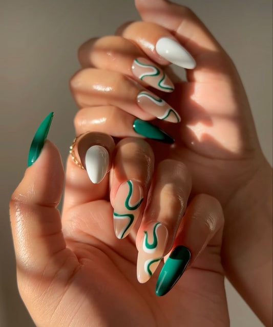 Green and white swirls