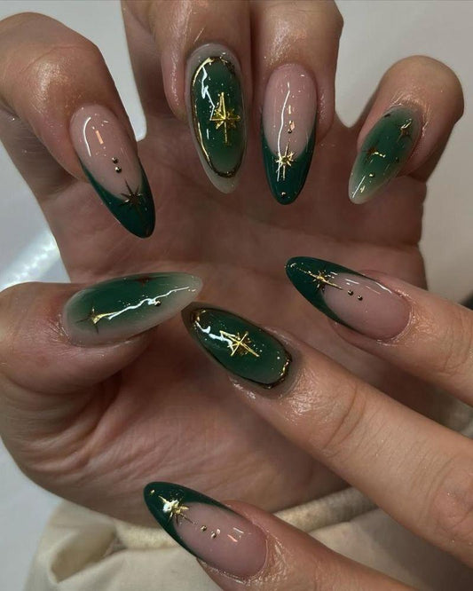 Green aura + chrome nails