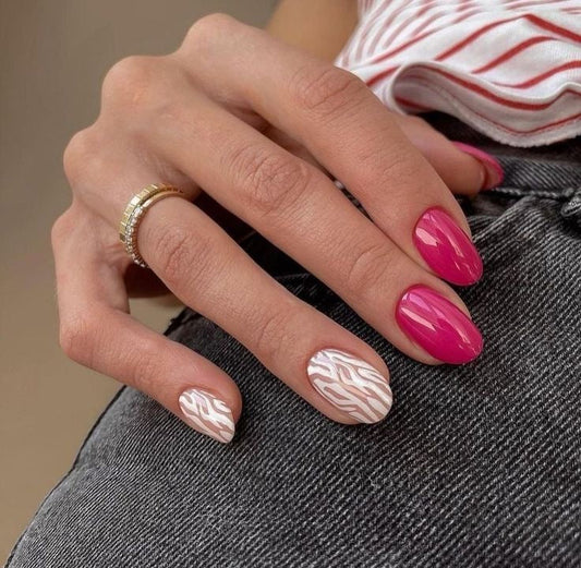 Hot pink-white swirls