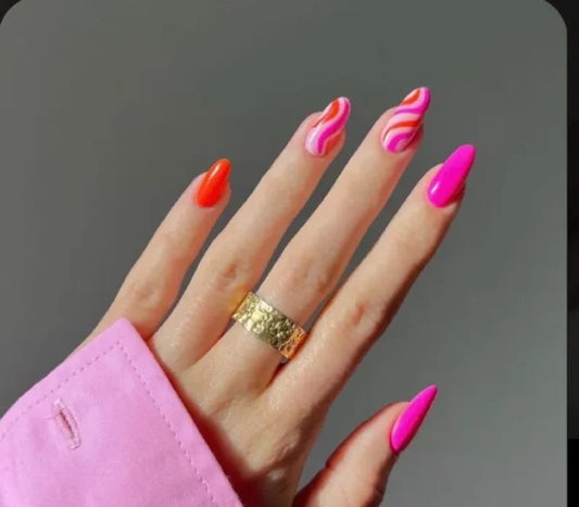 Hot pink-orange swirls