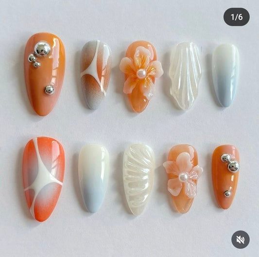 Summer 3-d nails