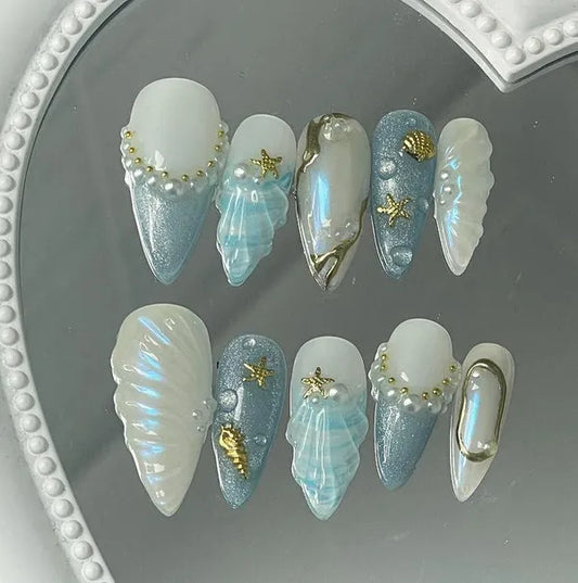 Blue sea nails