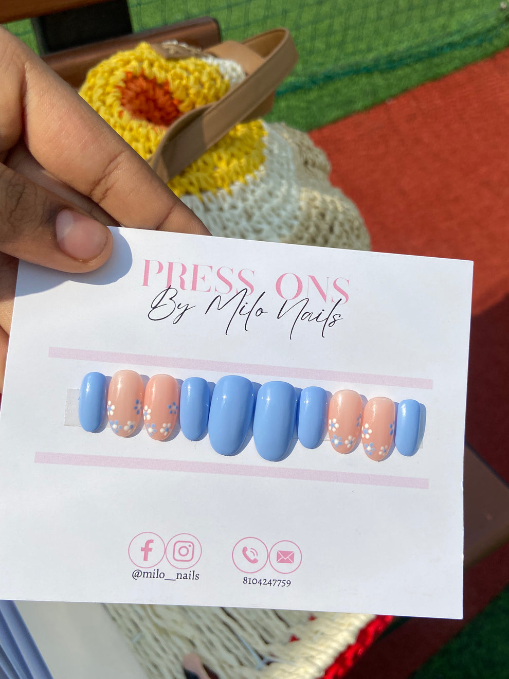 Light blue flower nails