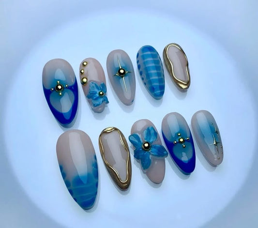 Blue golden 3-d set