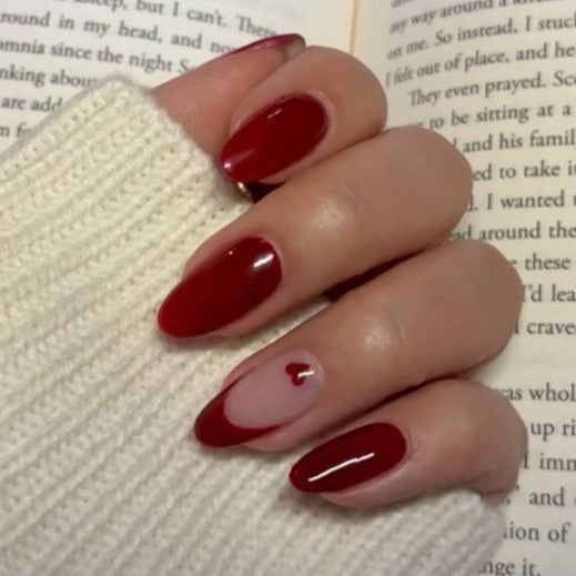 Maroon nails with frenchie