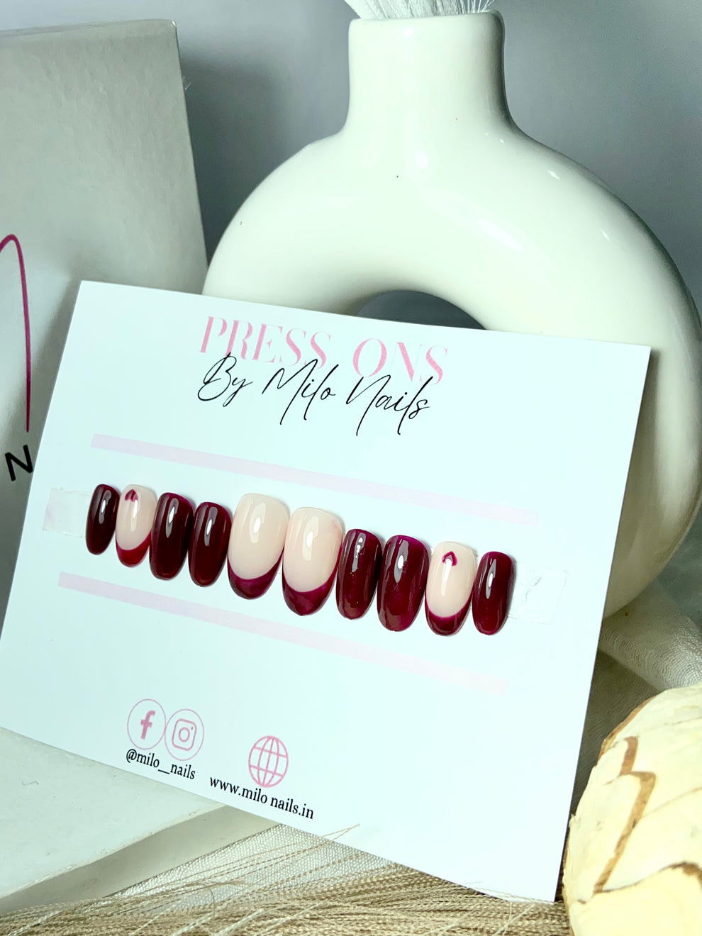 Maroon nails with frenchie