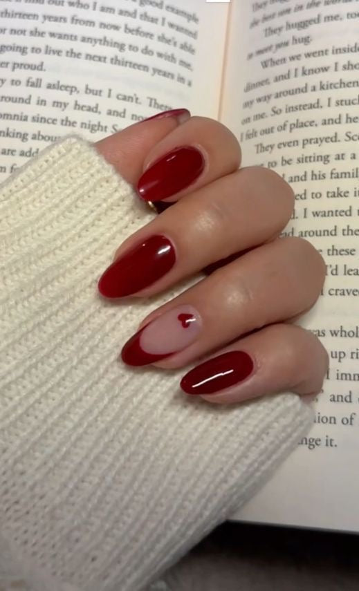 Maroon nails with frenchie