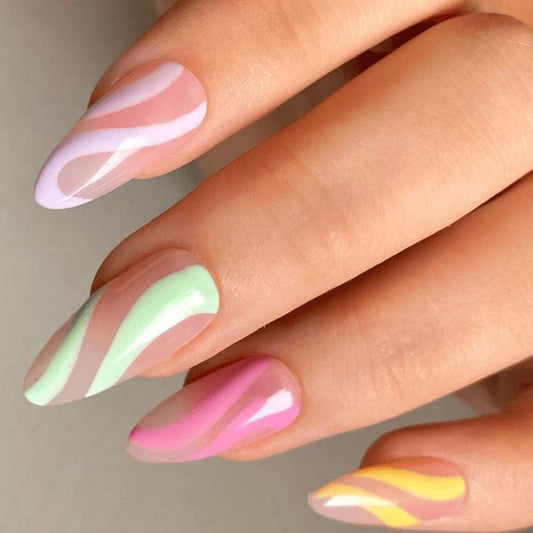 Multi-colour swirl nails