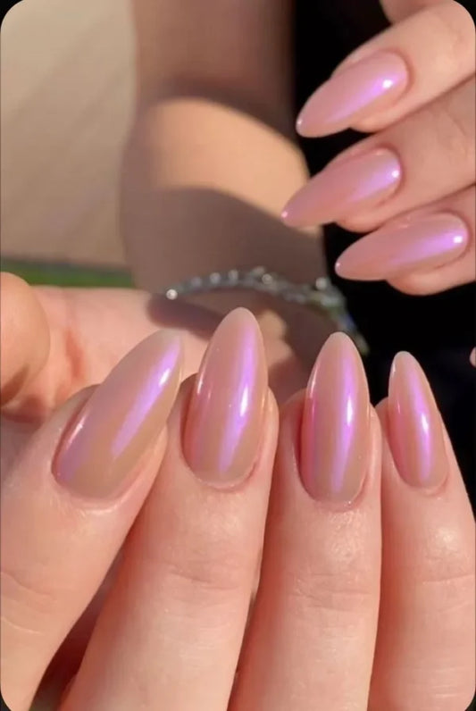 Nude chrome nails