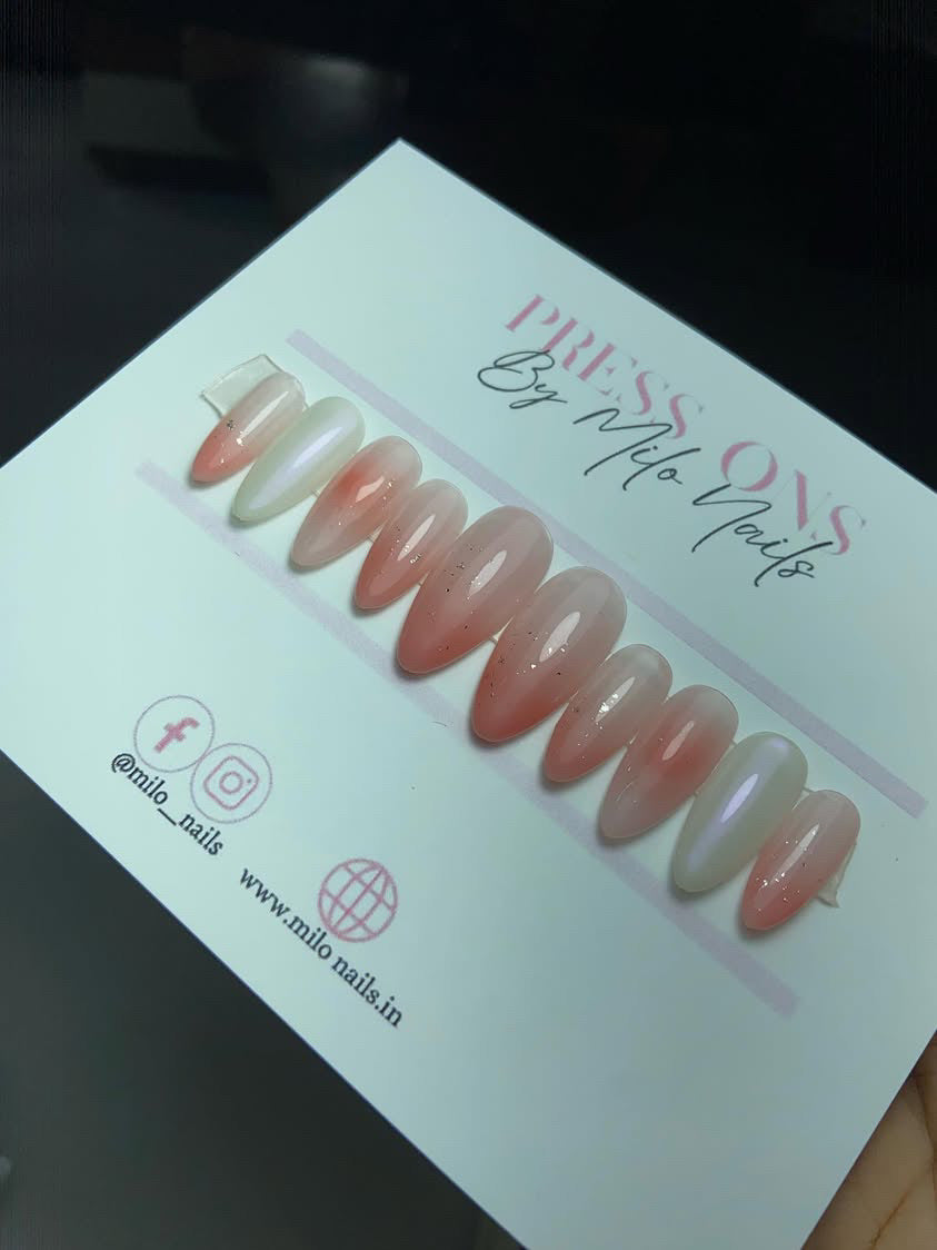 Nude minimal glitter nails