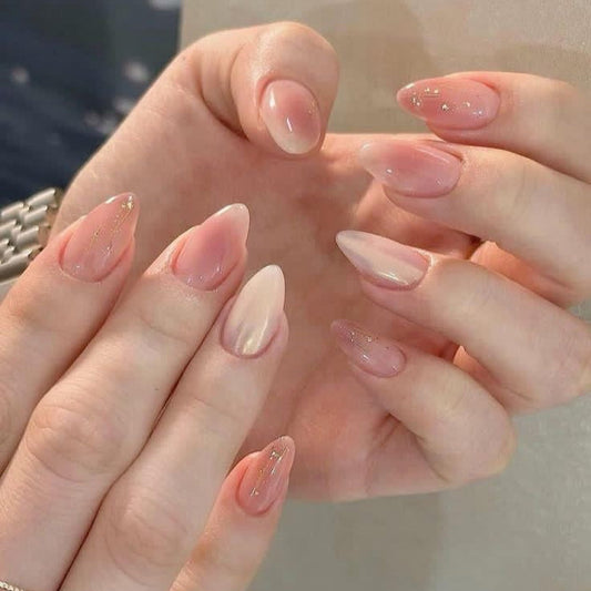 Nude minimal glitter nails