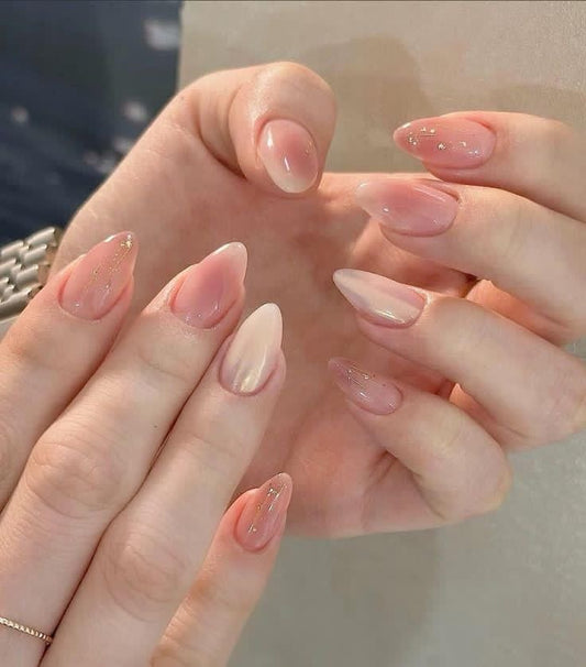 Nude minimal glitter nails