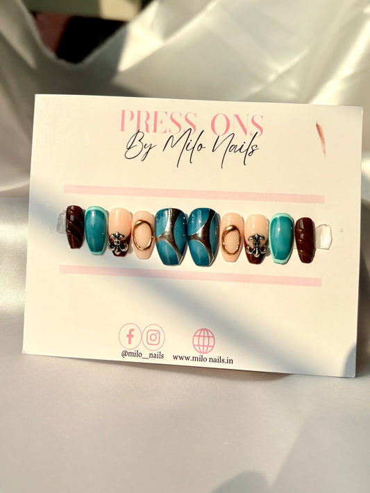 Olive green cross ombre nails