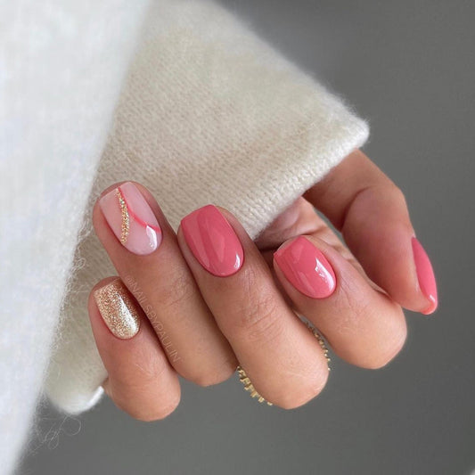 Pink and gold nails