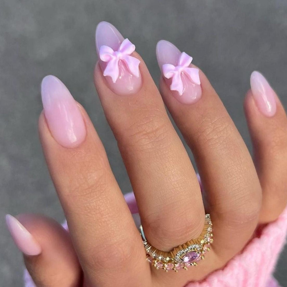 Pink bow nails