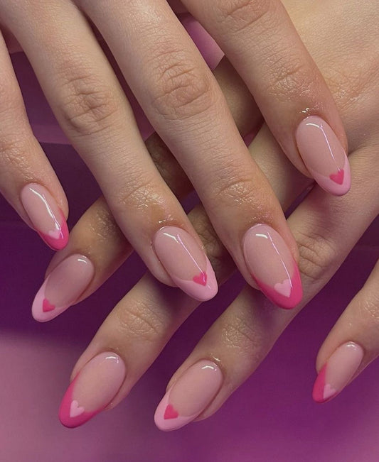 Pink tips + hearts