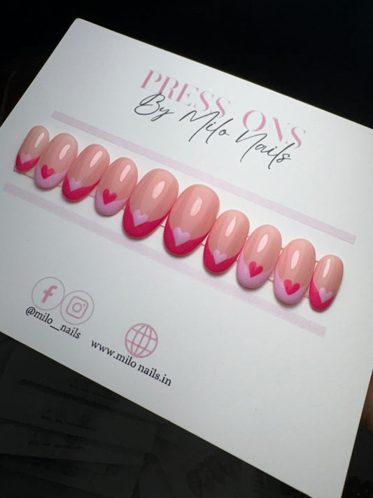 Pink tips + hearts