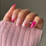 Pink tips and flower press ons