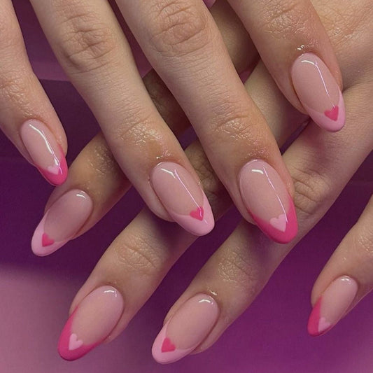 Pink tips + hearts