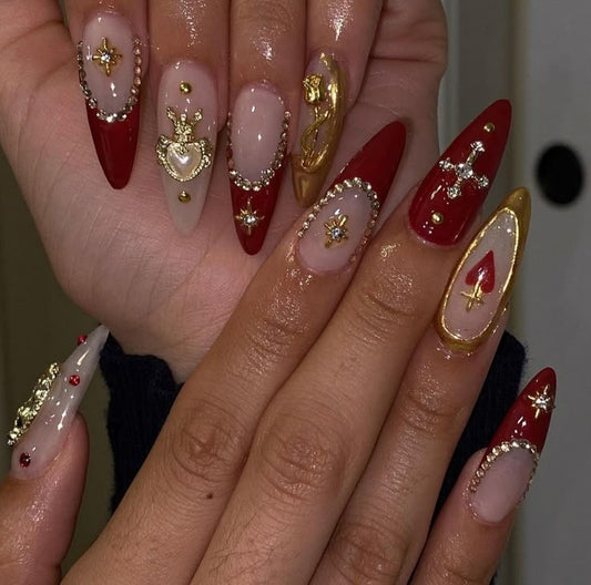 Red cross nails with cross