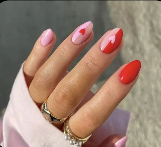 Red heart nails