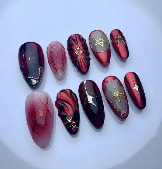 Red metallic nails