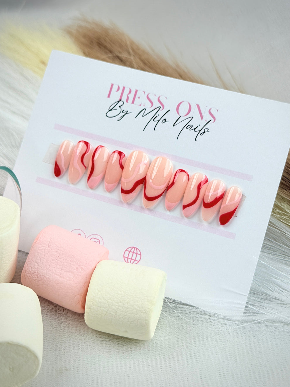 Red & pink swirl nails