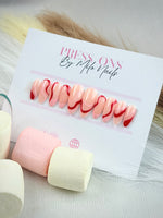 Red & pink swirl nails
