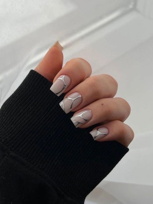 Silver metallic swirls