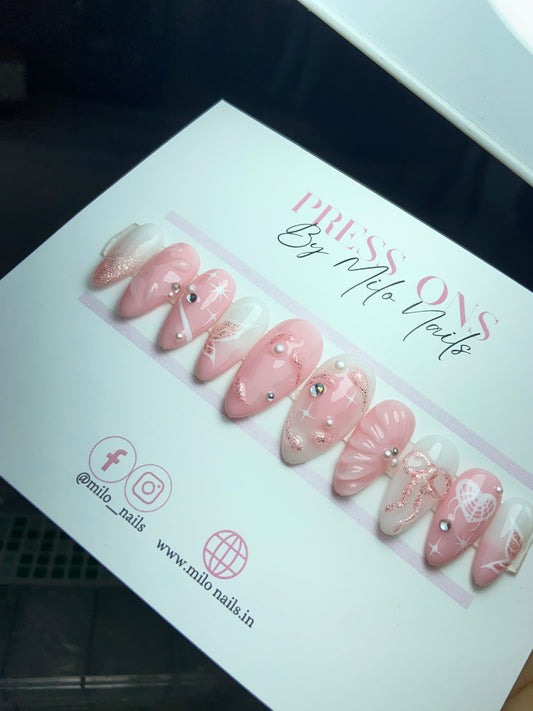 Pink embossed nails